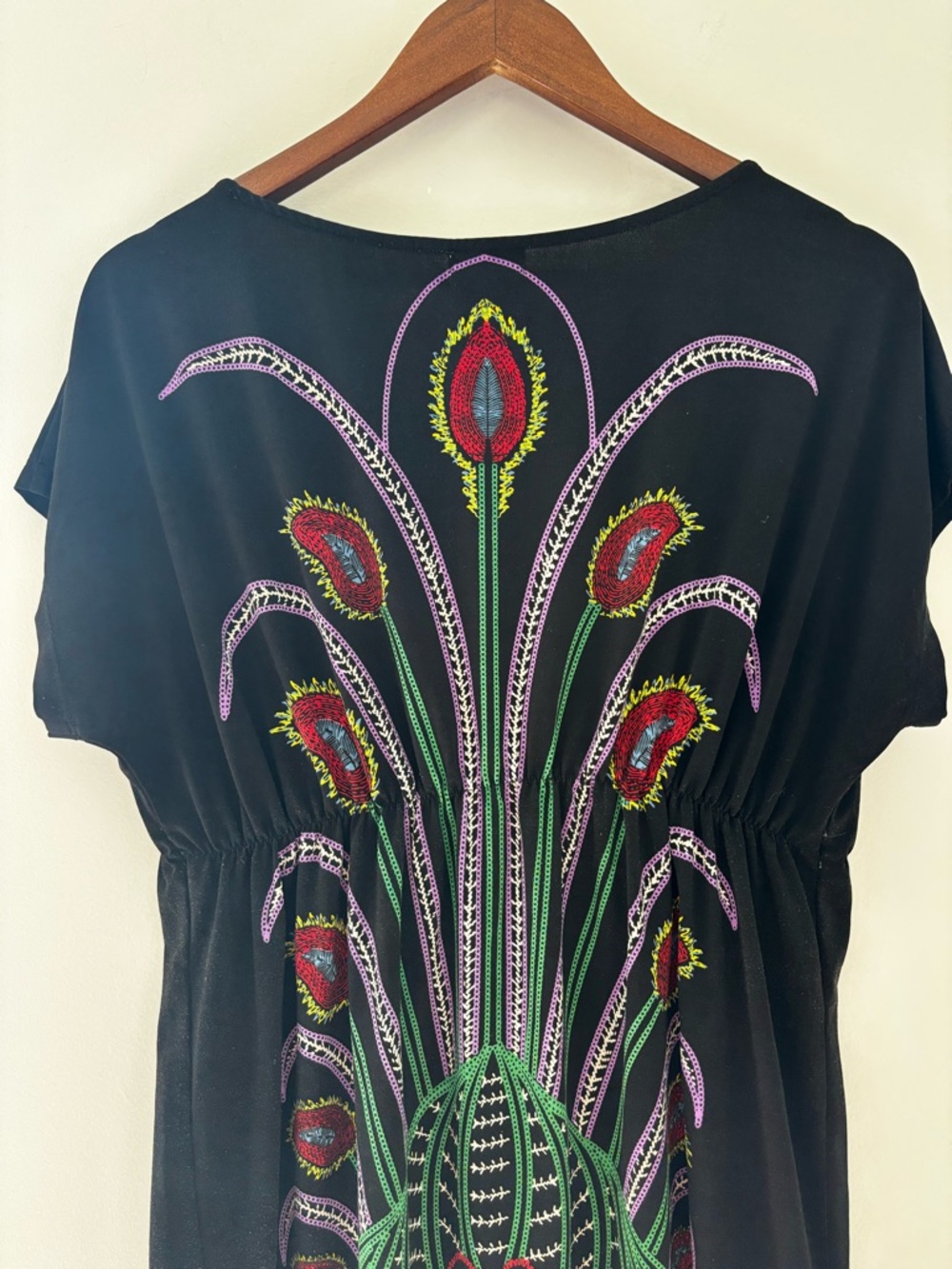 Funky People Abstract Floral Print Tunic Top Boho Artsy Festival Chic Size S - Picture 10 of 10